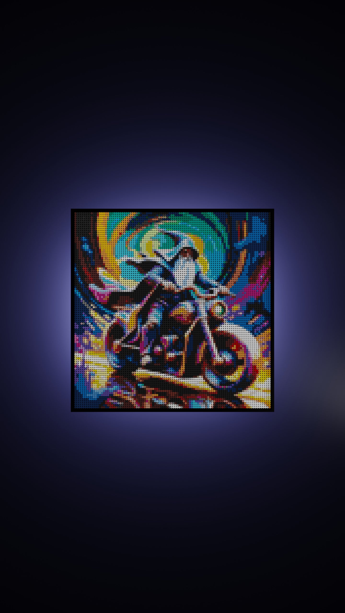 The Rune Roadster LEGO® Style mosaic wall art made from colorful plastic bricks